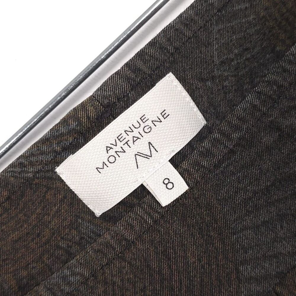 AVENUE MONTAIGNE Geometric Ankle Pants Brown Pull On Size 8 USA MADE Handcrafted - Picture 2 of 10